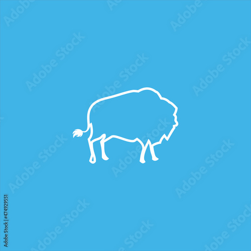 bison logo vector template line art