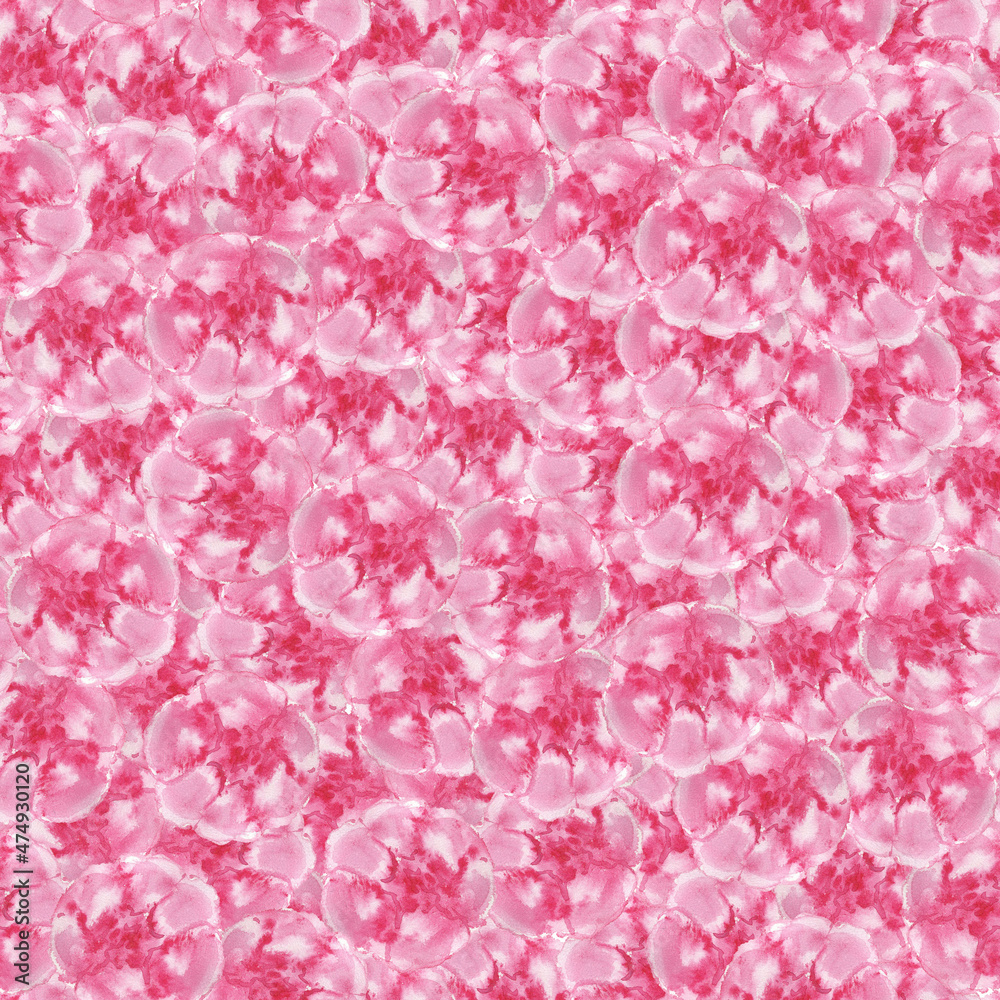 Pink peony flowers watercolor pattern. Seamless romantic backdrop for cards, invitations, wallpaper, paper. Wedding design in delicate pink colors. Valentine's day art
