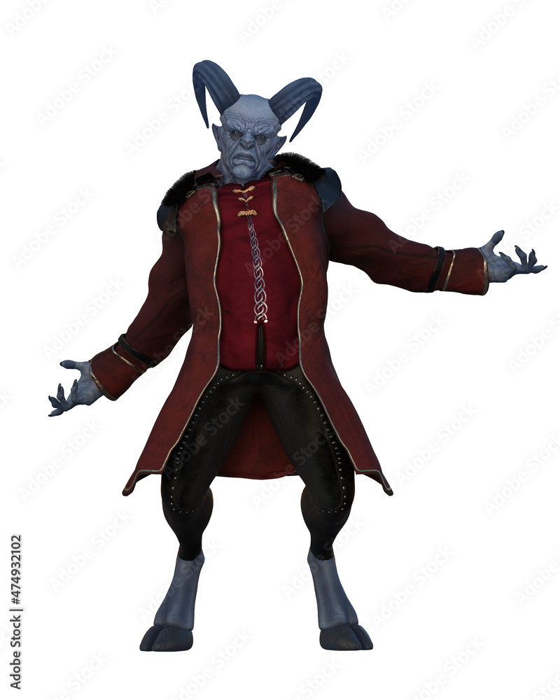 3D rendering of the Krampus demon from European folklore, like a 3D rendering of the Krampus demon from European folklore, like a