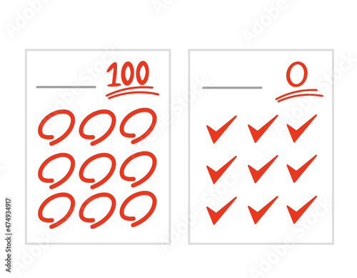 100点 0点　採点　テスト用紙
