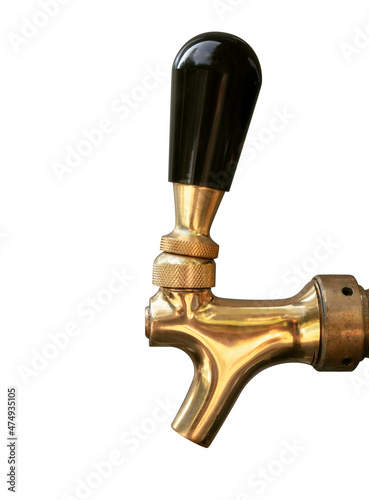 Fotografia Brass beer tap or beer faucet, side view