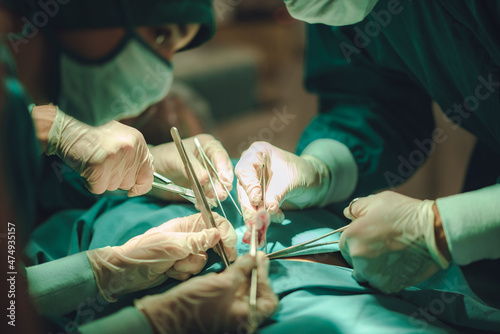 Anesthetist surgery doctor professional team are working in hospital operating room