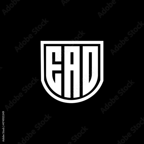 EAD letter logo design with black background in illustrator, vector logo modern alphabet font overlap style. calligraphy designs for logo, Poster, Invitation, etc.	