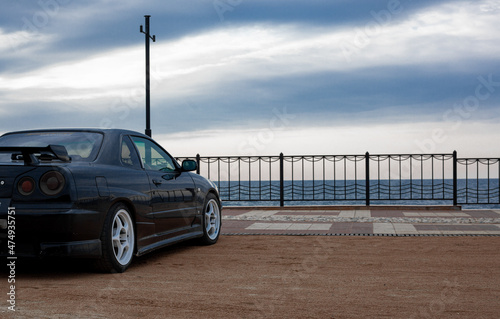 Sports car coupe Nissan Skyline black photo