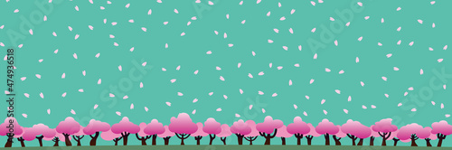 桜舞う春のグリーンの空