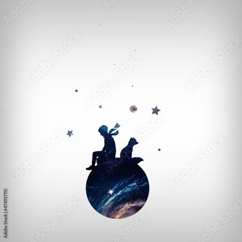 Photographie The Little Prince and the Fox silhouette art