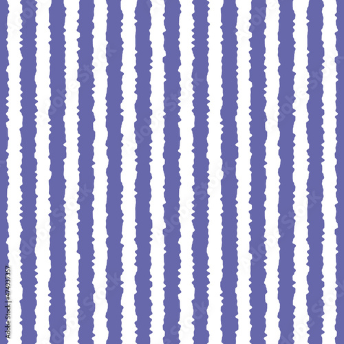 Color of year 2022 seamless very peri striped pattern, vector illustration. Artistic pattern with vertical violet lines on white background. Abstract background for scrapbook, print and web