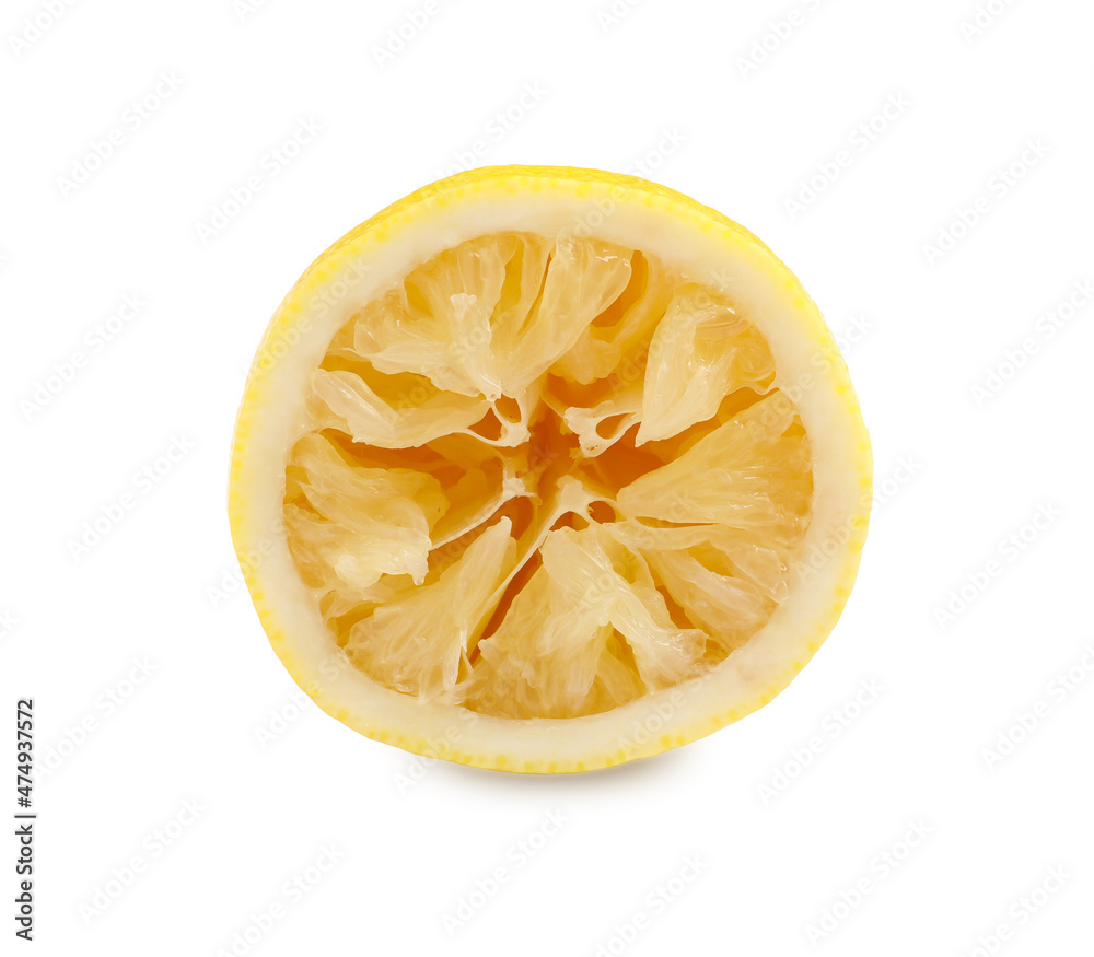 Half of squeezed lemon isolated on white Half of squeezed lemon isolated on white