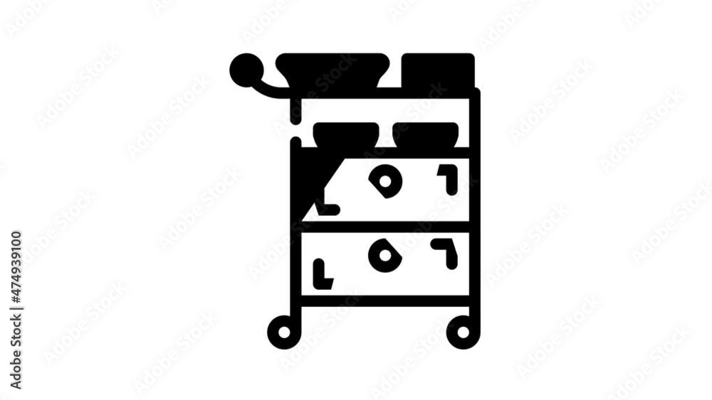 trolley airline food animated line icon trolley airline food sign. isolated on white background trolley airline food animated line icon trolley airline food sign. isolated on white background