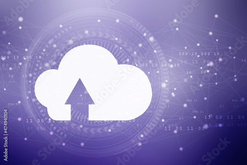 2d illustration Cloud with uploading arrow 
