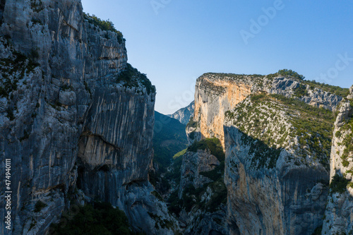 The narrow cliffs in the Gorges du Verdon in Europe  France  Provence Alpes Cote dAzur  in the Var  in the summer on a sunny day.