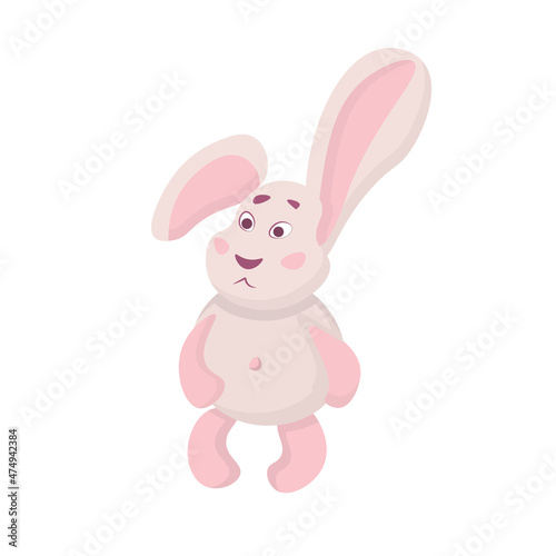 Cute bunny toy, simple illustration in pastel colors, suitable for baby products.