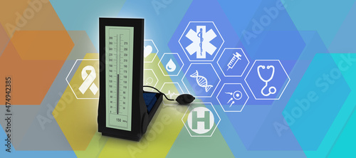 3d rendering medical Sphygmomanometer concept
