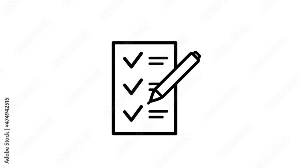 Animated business icon. Line Illustration with check mark. Graphic element related to selection, confirmation, approval, guarantee, management operations. Dynamic, simple minimalistic design Animated business icon. Line Illustration with check mark. Graphic element related to selection, confirmation, approval, guarantee, management operations. Dynamic, simple minimalistic design
