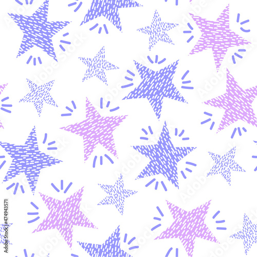 Decorative seamless vector pattern with cartoon stars 
