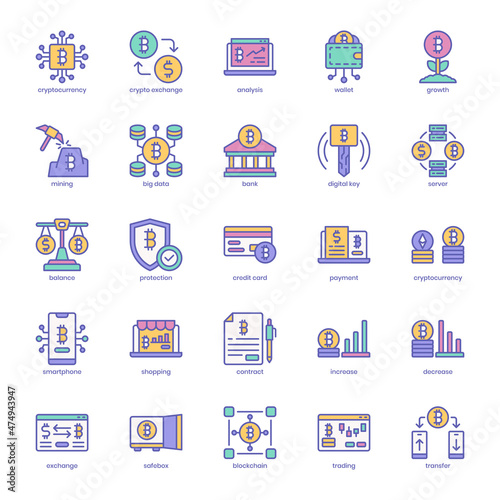 Cryptocurrency icon pack for your website design, logo, app, UI. Cryptocurrency icon outline design. Vector graphics illustration and editable stroke.