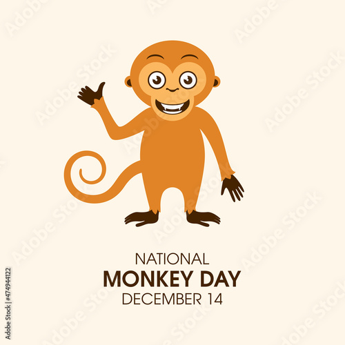 National Monkey Day vector. Happy cute monkey with thumb up icon vector. Monkey Day Poster, December 14. Important day