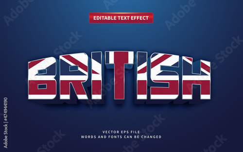 Editable 3d British text effect