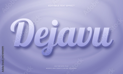 Editable 3d dejavu text effect with purple very peri 2022 pantone colour