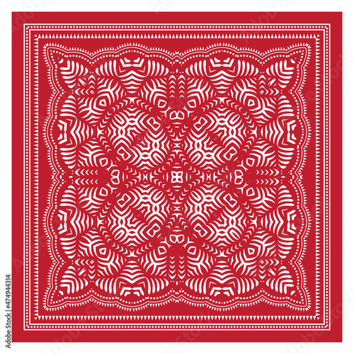 Bandana Shawl, Tablecloth Fabric Print, Silk Neck Scarf, Kerchief Design, Ornament Paisley, Square Pattern