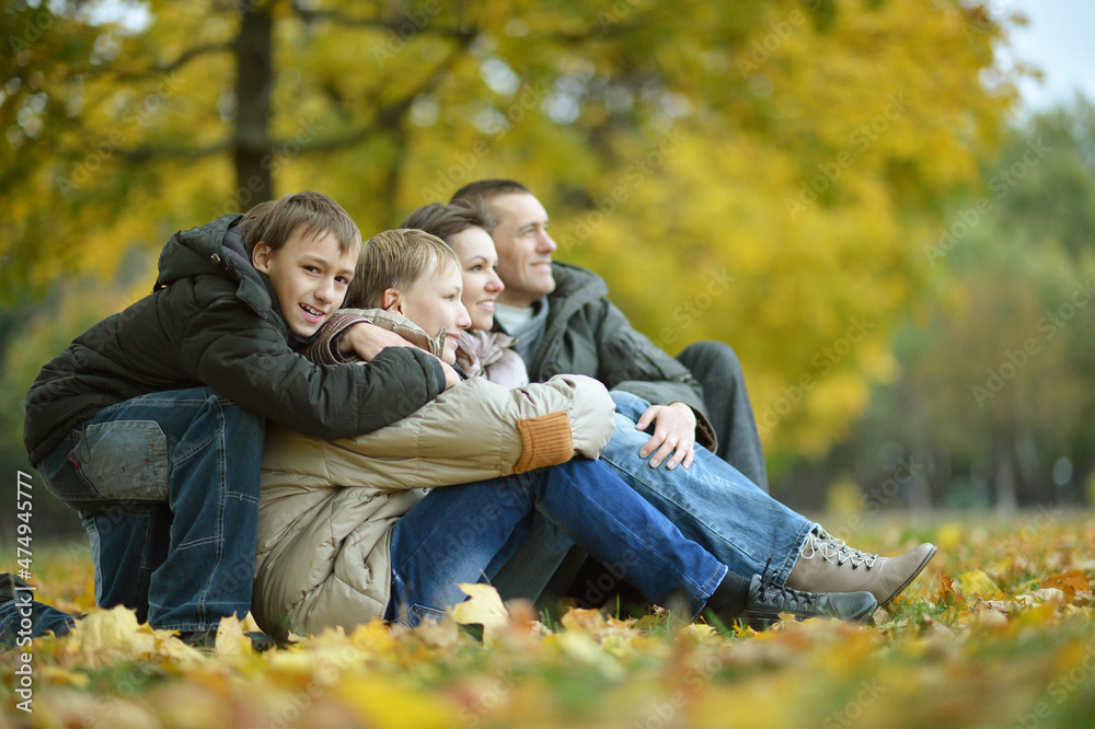 happy family in autumn park happy family in autumn park