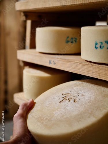 Tableau sur toile Cave d'affinage du fromage Ossau Iraty au Pays basque