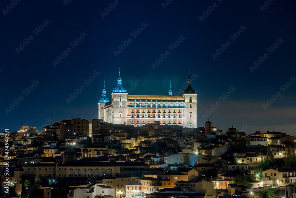 Night View of the Alcazar de Toledo With Clear Skies
