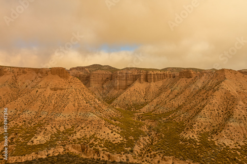 Crests and cliffs of the Badlands of Gorafe - Granada. photo