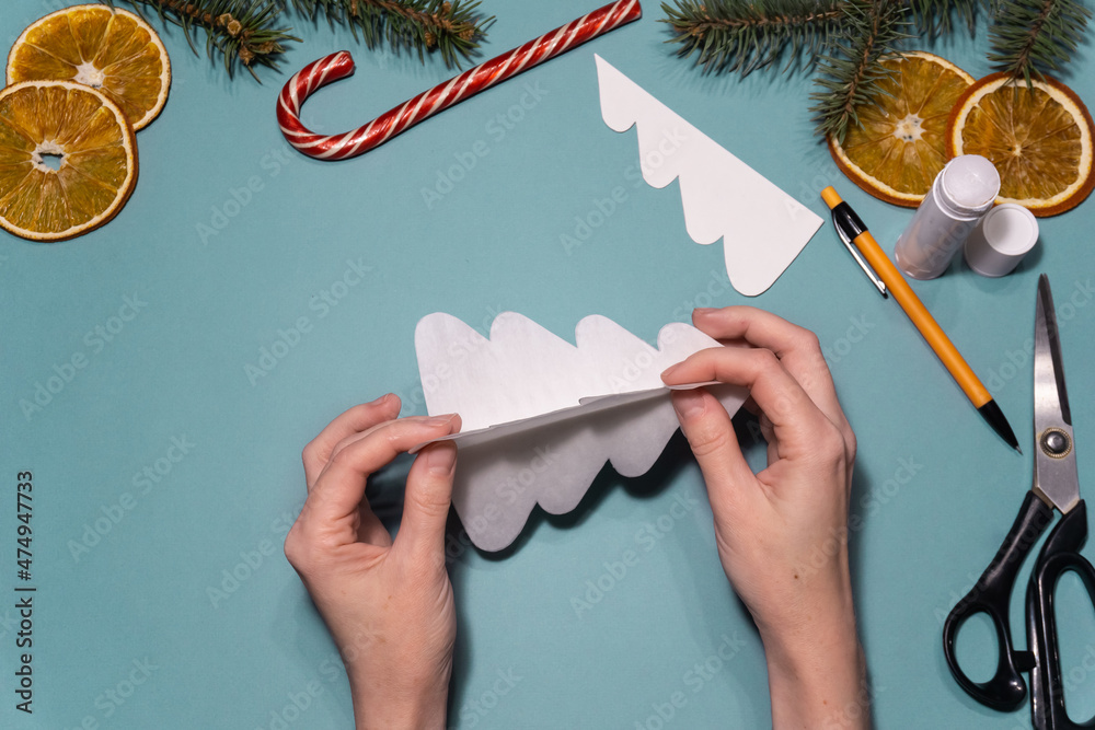 How to make origami volumetric Christmas tree from white paper craft