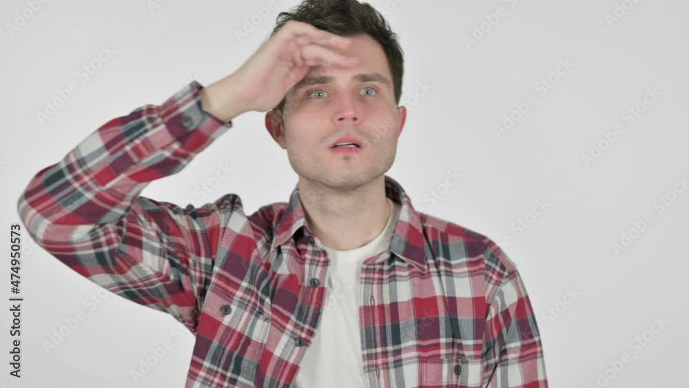 Portrait of Young Man Looking Around, Searching Portrait of Young Man Looking Around, Searching