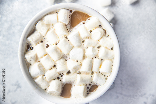 marshmallow hot chocolate cocoa sweet beverage coffee hot drink warming meal snack copy space food background 