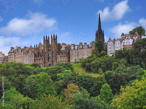 The  Old Town  of Edinburgh lies on a hill above what is referred to as the New Town  viewed here from below