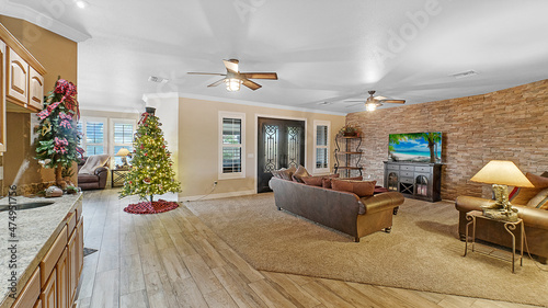 A living room with a chrismas tree © Allison