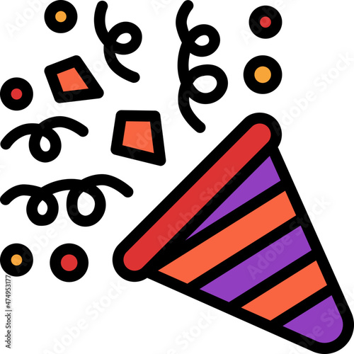 party popper filled outline icon