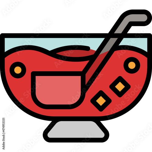 punch bowl filled outline icon