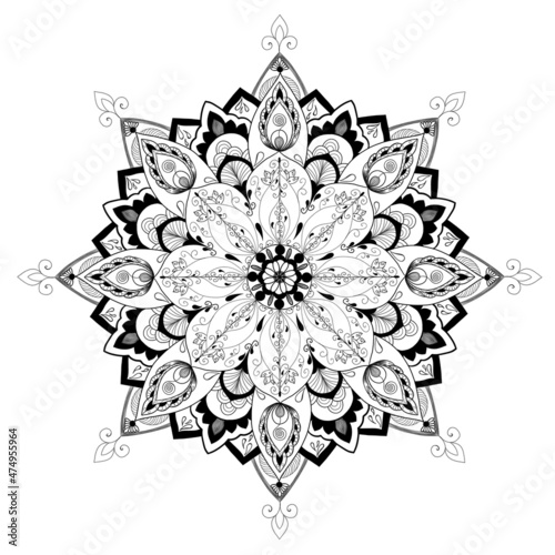 Detailed sketch of a mandala, Mehmedi. beautiful ornament, oriental pattern. 