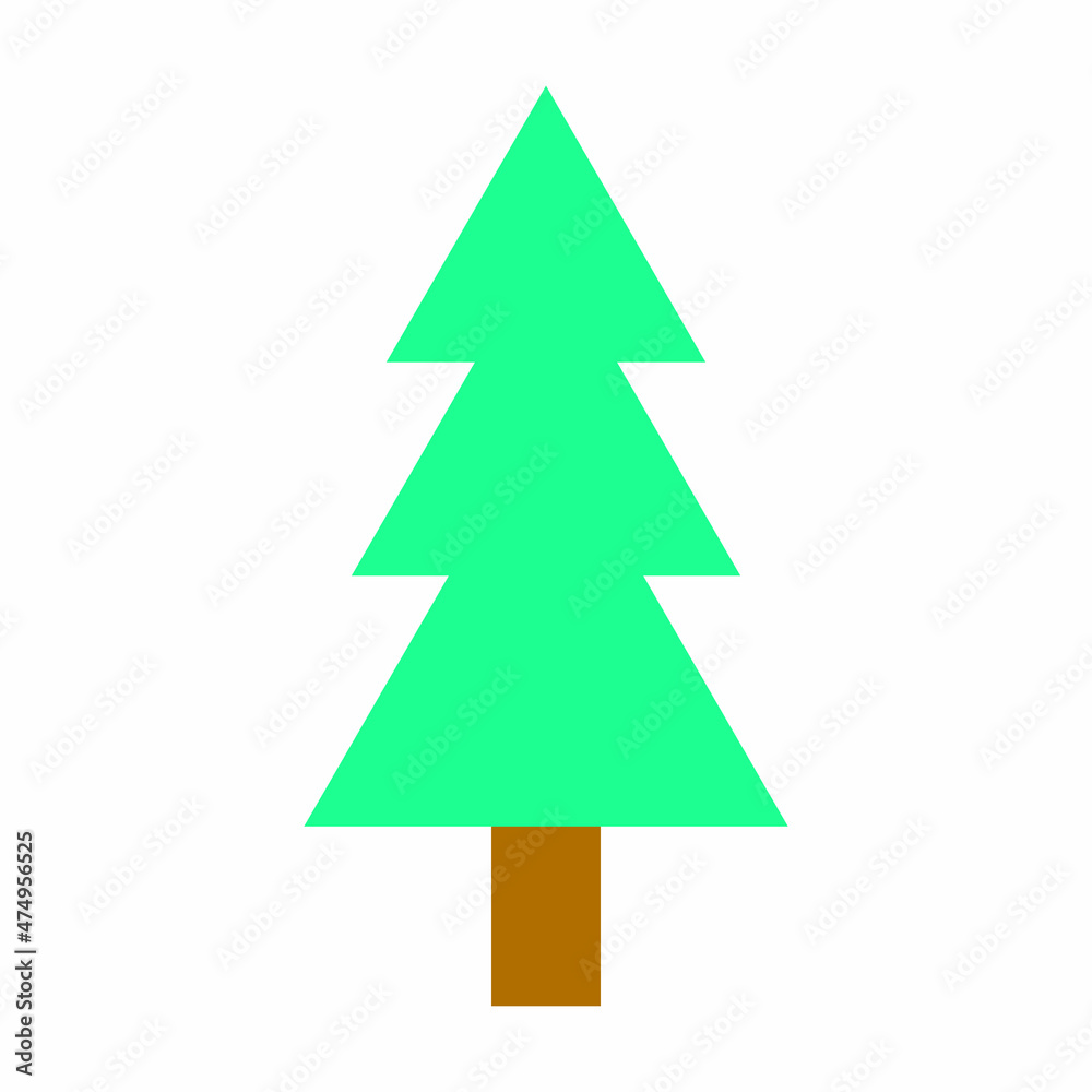 one Christmas tree vector art on a white background.
