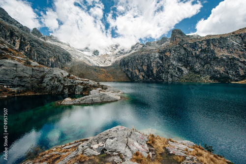 Nev Churup Summit and Laguna, Huascaran National Park in the Andes, South America. photo
