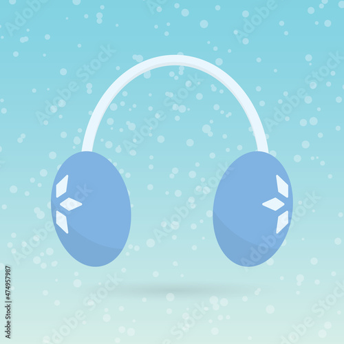 winter earmuffs over snowy pattern- vector illustration