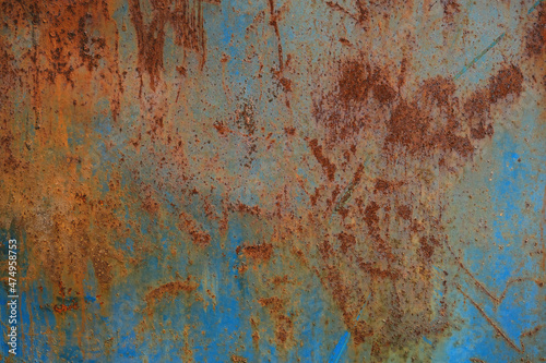 Blue corroded metal sheet