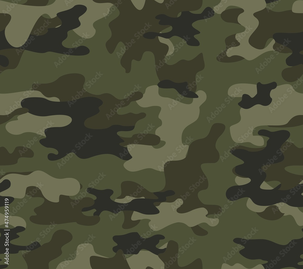 Army camo pattern, hunting clothing background, military uniform texture,  repeating print. Stock ベクター | Adobe Stock