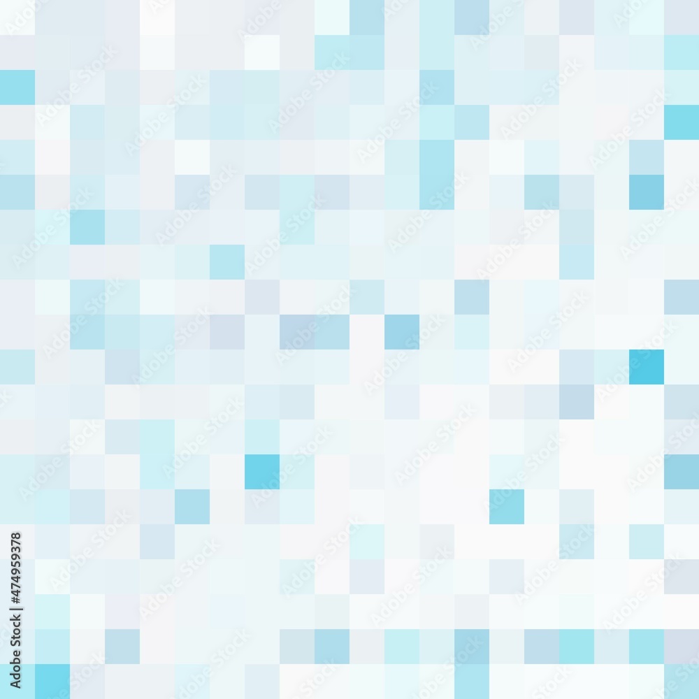Abstract white and blue mosaic background. Squares random pattern pixel art. Vector illustration.