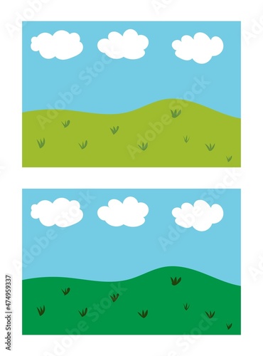 Nature landscape meadow and sky. Vector illustration.