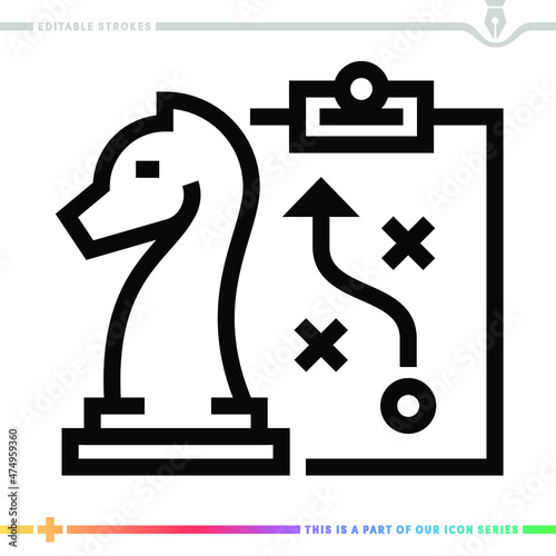 Line icon for strategic thinking illustrations with editable strokes. This vector graphic has customizable stroke width.