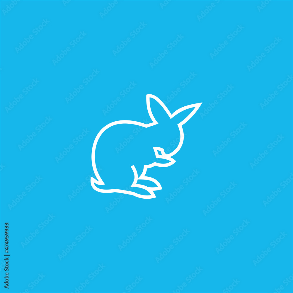 rabbit logo vector template line art