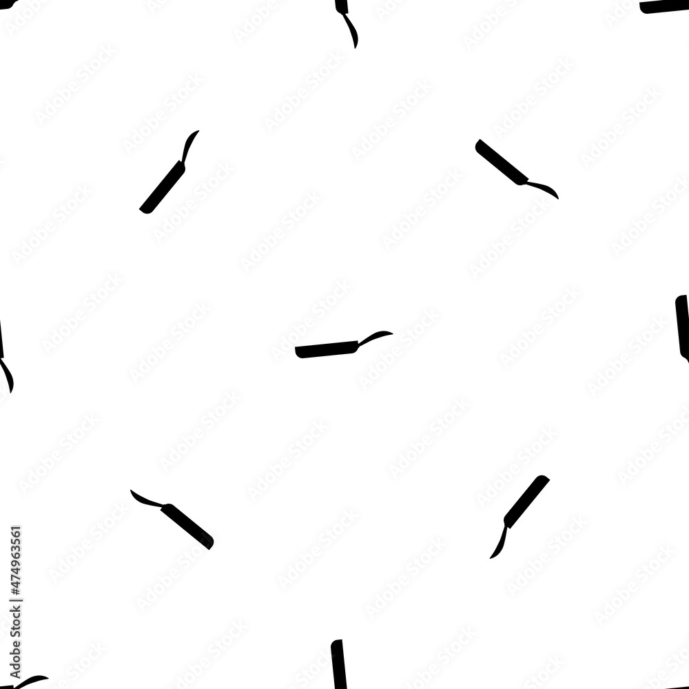 Seamless pattern of repeated black pan symbols. Elements are evenly spaced and some are rotated. Vector illustration on white background Seamless pattern of repeated black pan symbols. Elements are evenly spaced and some are rotated. Vector illustration on white background