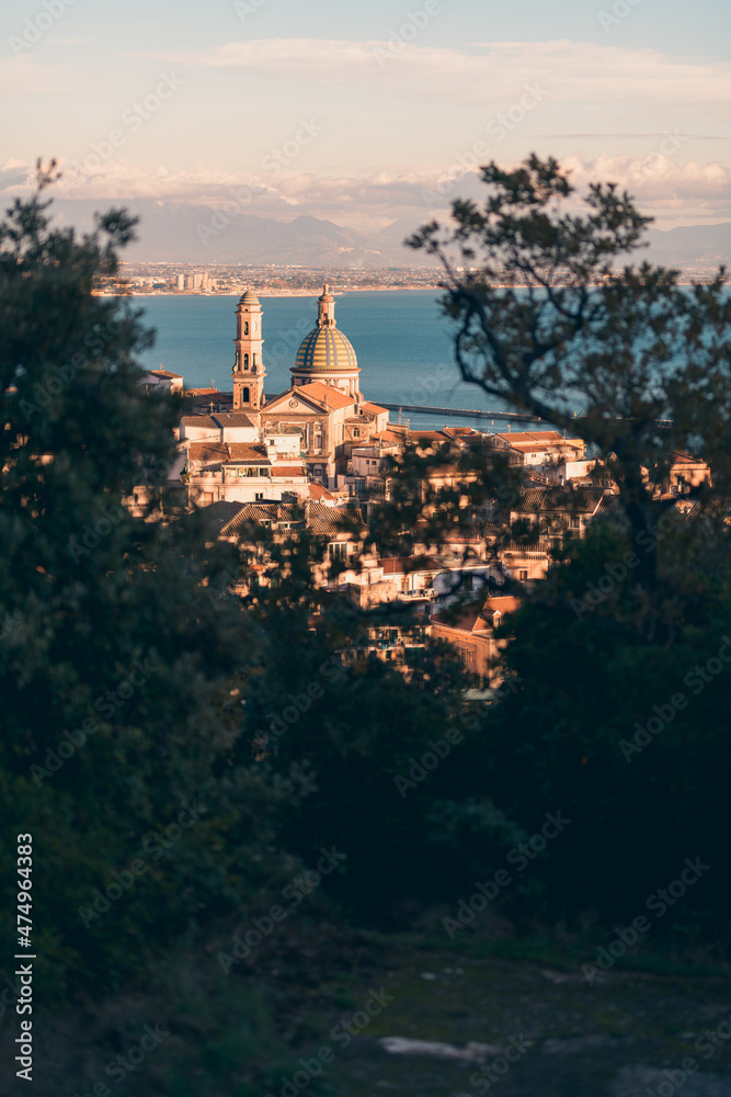 Vietri Sul Mare Amalfi Coast, View At Dawn And Detail Of The Cathedral