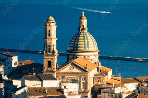 Vietri Sul Mare Amalfi Coast, View At Dawn And Detail Of The Cathedral photo