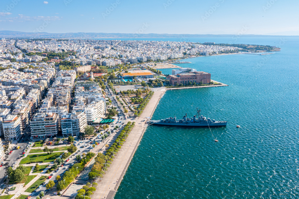 Aerial view of city of Thessaloniki, Greece.