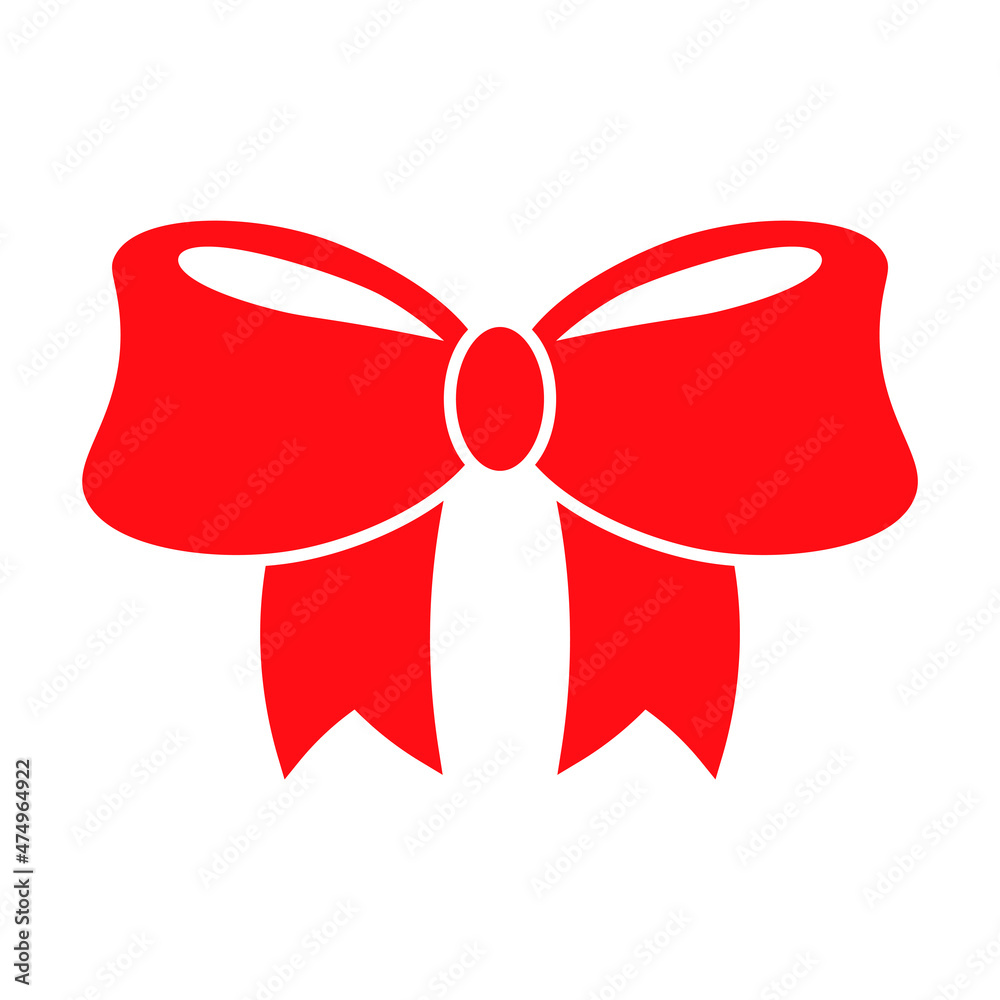 Bow Red Icon On White Background. Red Flat Style Bow Red Icon On White Background. Red Flat Style